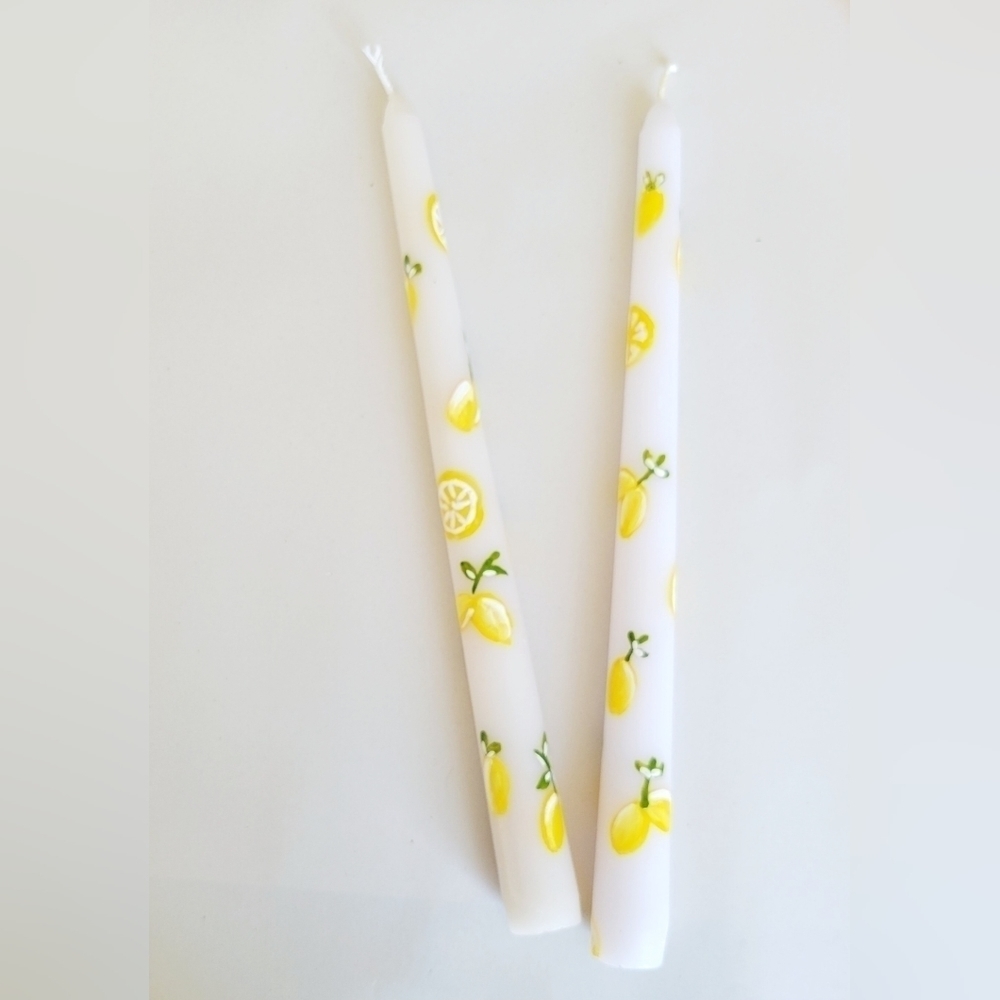 Hand painted‎ taper sticks candle lights with lemons